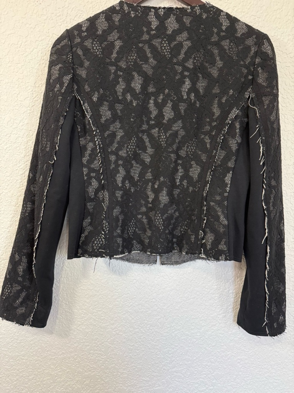 Express Lace Embellished Cropped Jacket | Black Evening Industrial | Size Small - Picture 8 of 16
